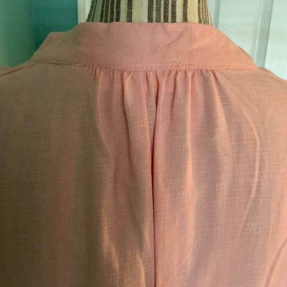 Pale Pink Entro Tunic Relaxed Fit Hi-Lo Hem Necktie Long Sleeve Classic - Picture 10 of 16